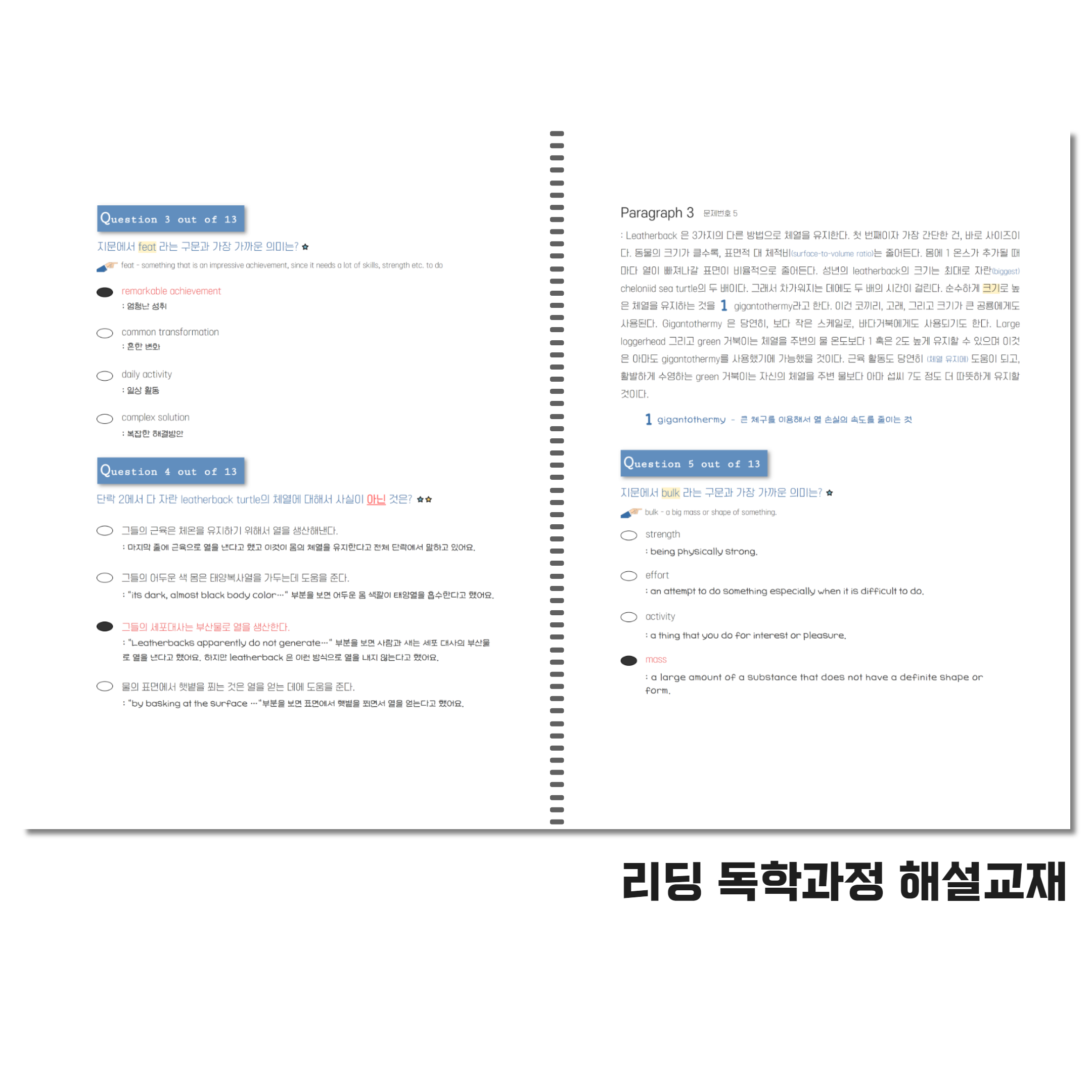 리딩 독학자료 단품 (모의 프로그램+이온직접 해설본+리딩 오답노트+리딩전용 OMR카드)